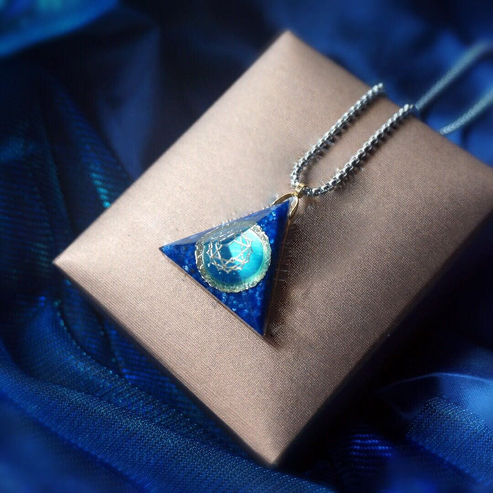 Collier Organe triangulaire en aigue-marine et lapis-lazuli Olivenorma