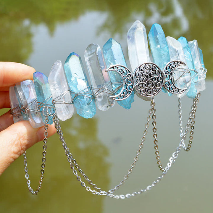 Couronne de cristal naturel de déesse de croissant de lune Olivenorma