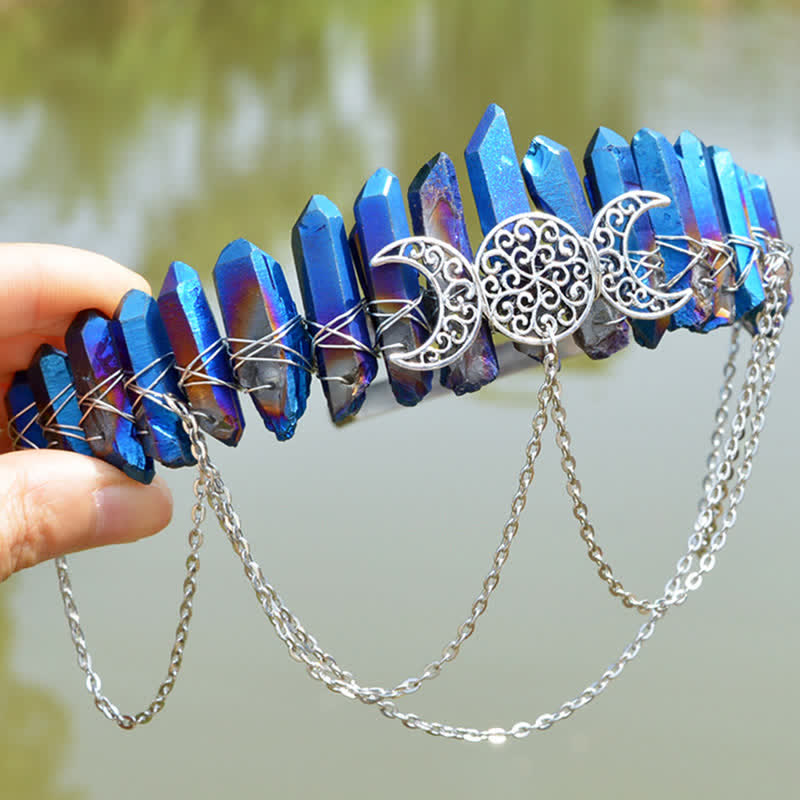 Couronne de cristal naturel de déesse de croissant de lune Olivenorma