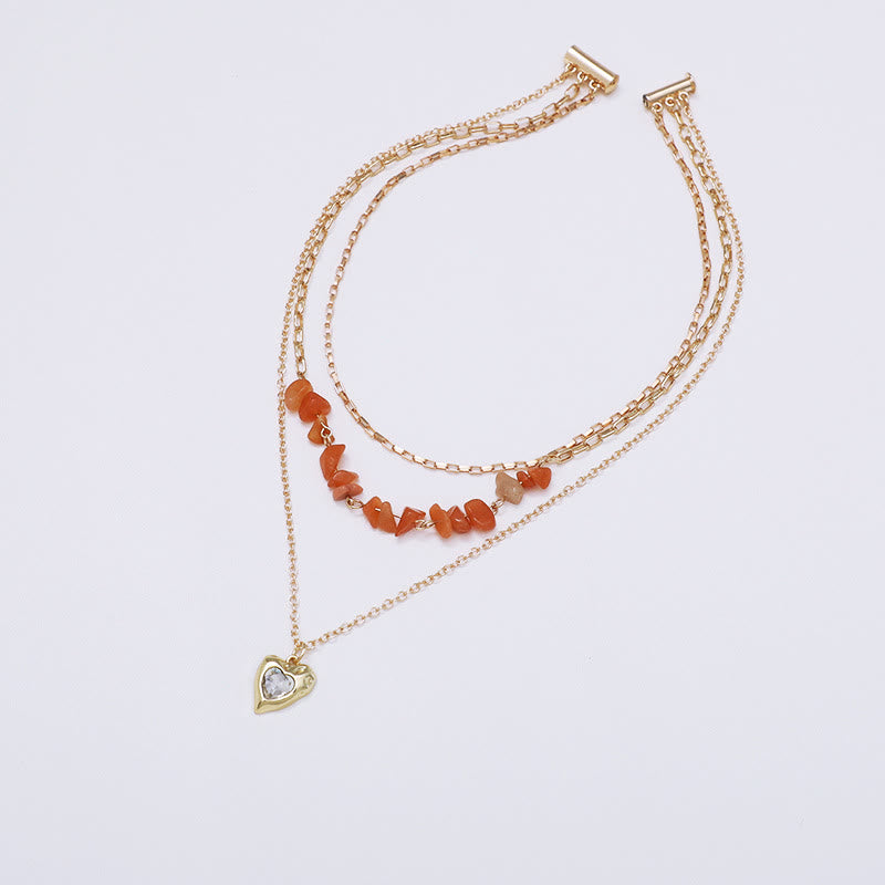 Collier à pendentif en forme de cœur irrégulier en agate blanche et zircone Olivenorma