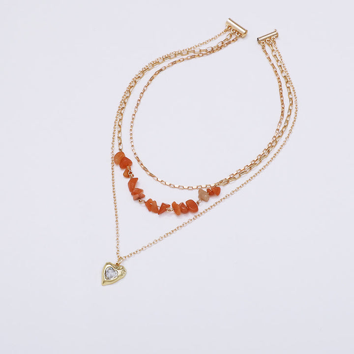 Collier à pendentif en forme de cœur irrégulier en agate blanche et zircone Olivenorma