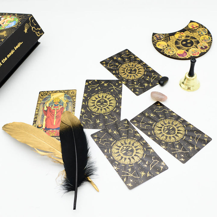 Coffret de divination en feuille d'or avec kit complet de cartes de tarot Olivenorma