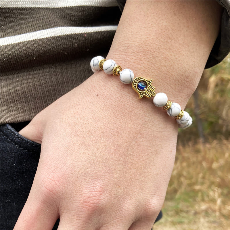 Bracelet homme Olivenorma Evil Eye Hamsa 8 mm en perles naturelles
