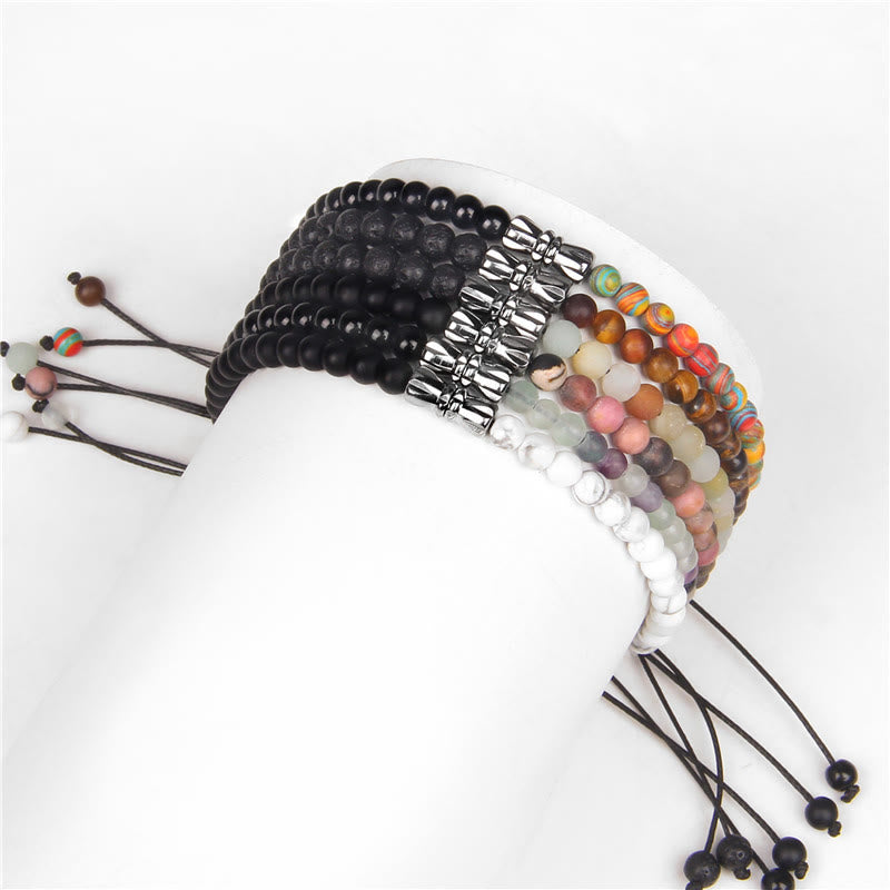 Bracelet tressé en onyx noir et pierre naturelle Olivenorma 4 mm