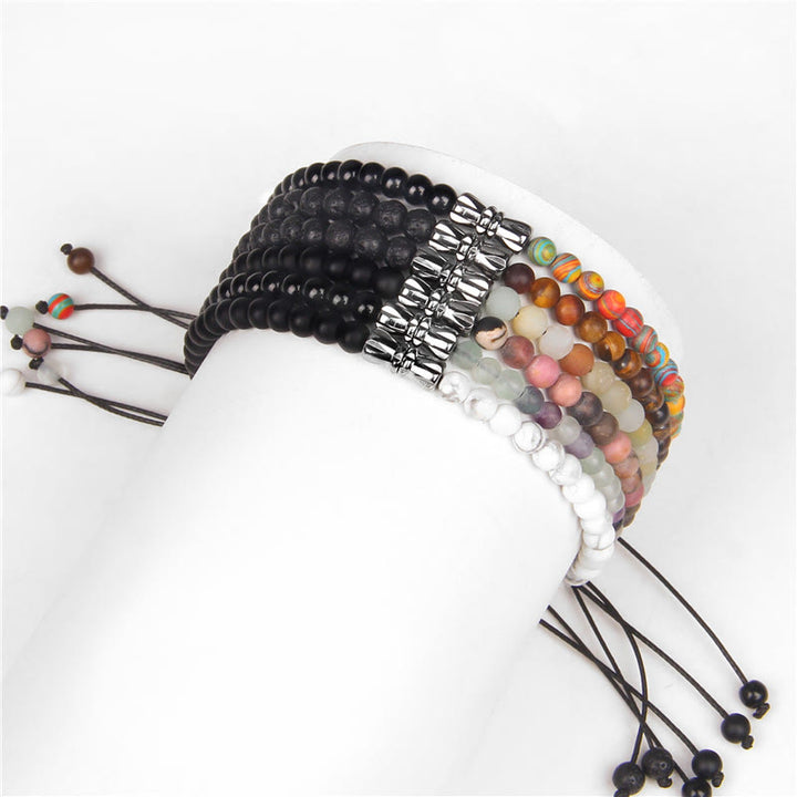 Bracelet tressé en onyx noir et pierre naturelle Olivenorma 4 mm