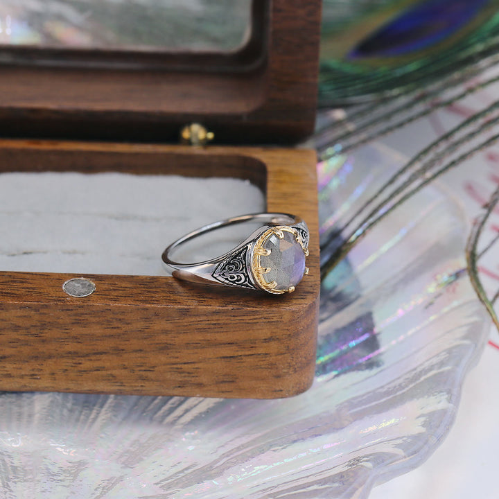 Bague en argent sterling 925 avec labradorite naturelle Olivenorma