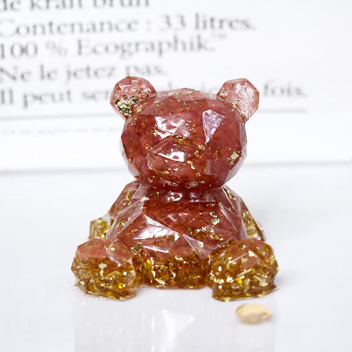 Décoration en pierre précieuse en forme d'ours avec miroir en cristal Olivenorma