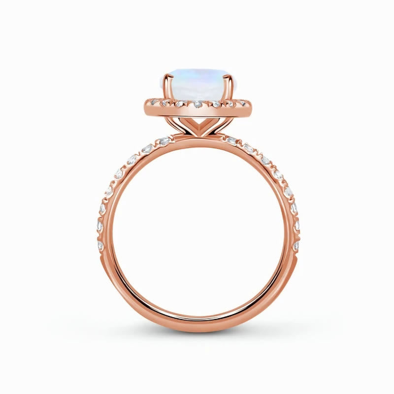 Bague de luxe en or rose avec pierre de lune Olivenorma