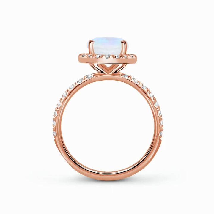 Bague de luxe en or rose avec pierre de lune Olivenorma