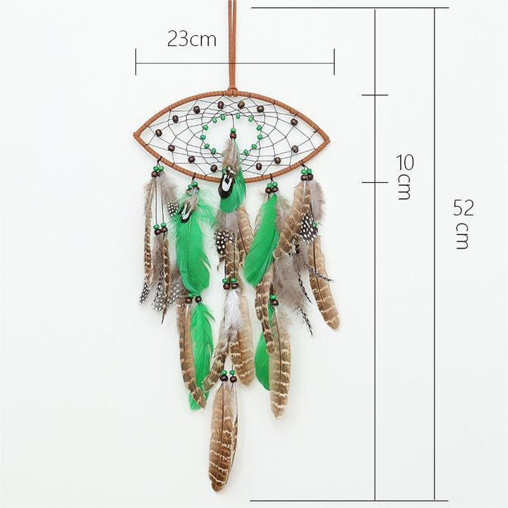 Perles en bois vert naturel Olivenorma Attrape-rêves en plumes de paon