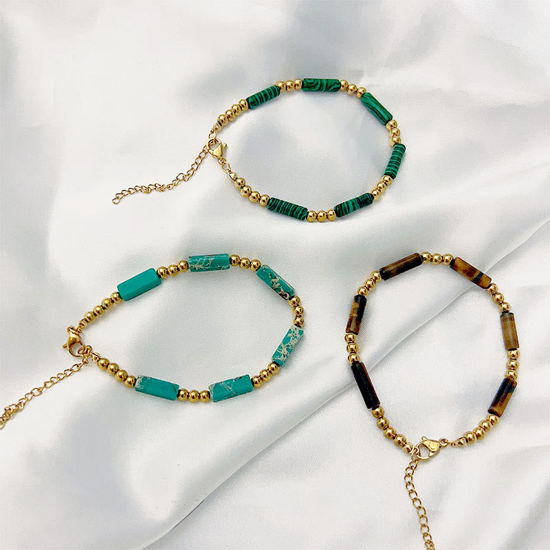 Bracelet de perles en tube de pierre naturelle rectangulaire Olivenorma