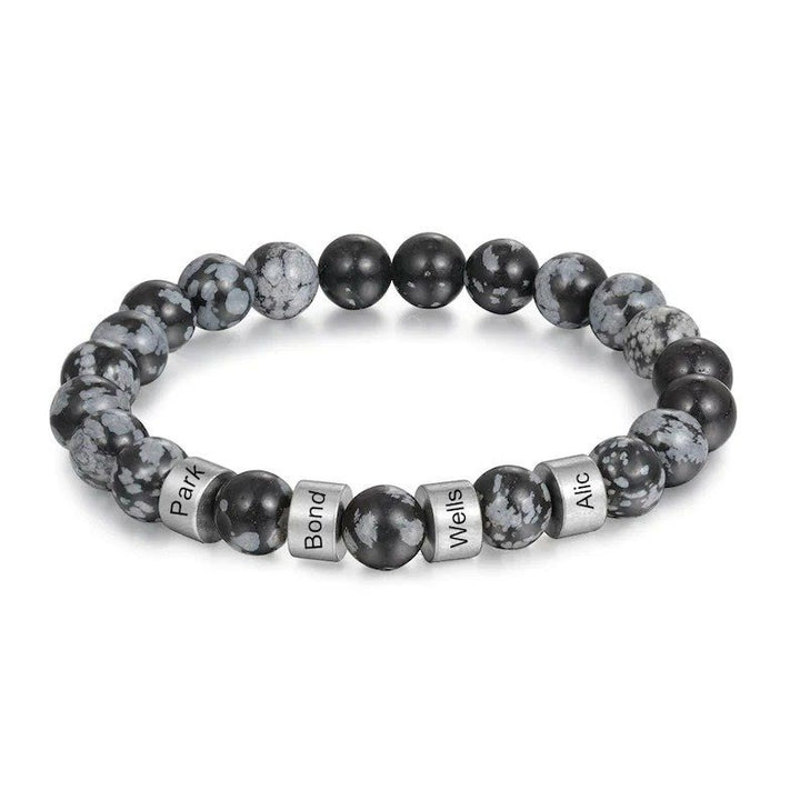 Bracelet homme en perles personnalisées gravées sur pierre naturelle Olivenorma