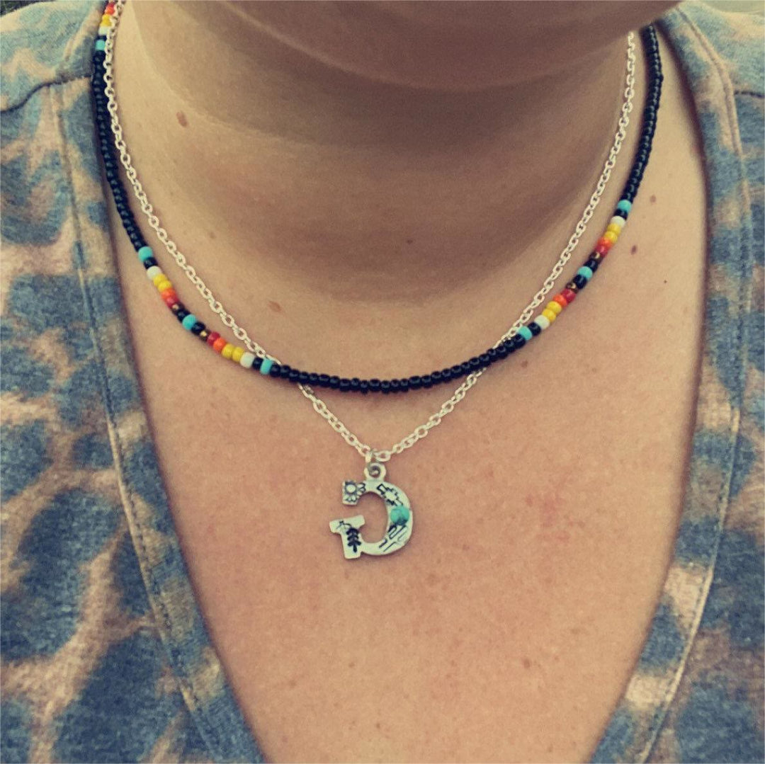 Collier avec initiale gravée en turquoise naturelle Olivenorma