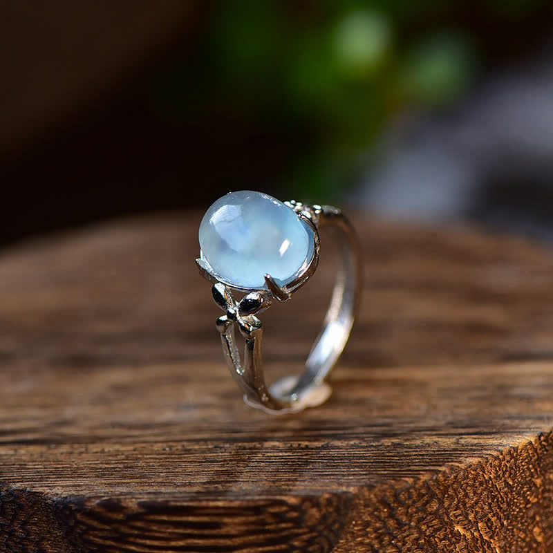 Bague positive en aigue-marine naturelle Olivenorma