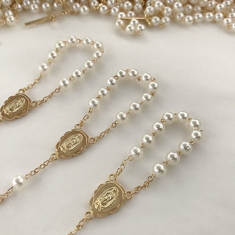 Bracelet chapelet en perles avec croix de la Vierge Marie Olivenorma