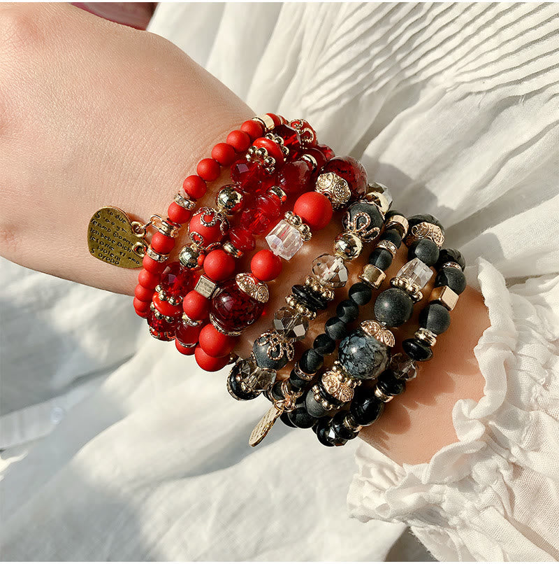 Ensemble de bracelets en cristaux sculptés en forme de cœur créatifs Olivenorma