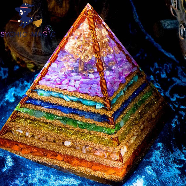 Pyramide d'orgone de l'arbre de vie des chakras Olivenorma