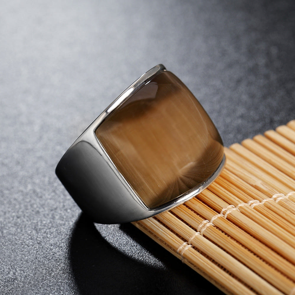 Bague en acier titane avec pierres précieuses naturelles Olivenorma