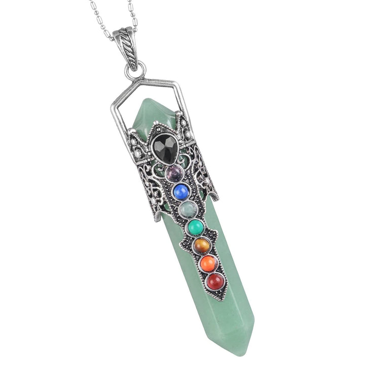 Collier ras du cou avec pendentif en forme de colonne hexagonale en cristal Olivenorma