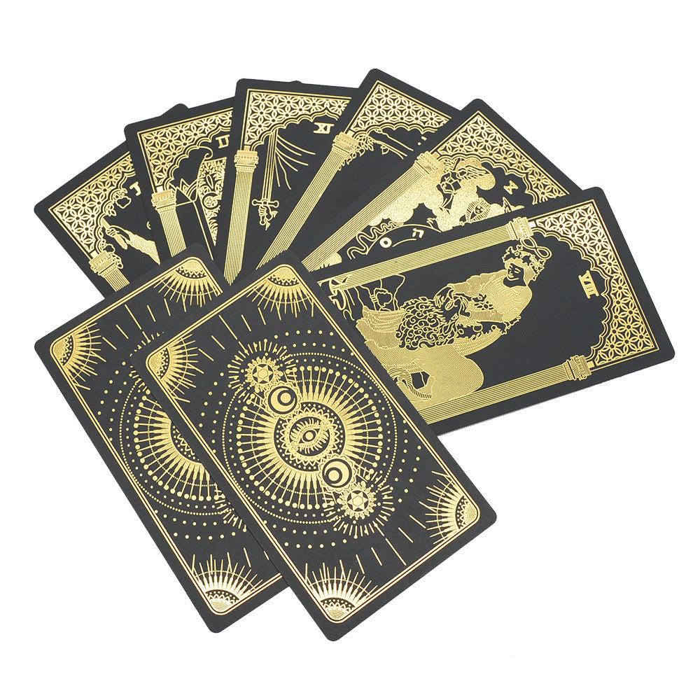 Cartes de jeu de tarot en feuille d'or noir bronzant Olivenorma