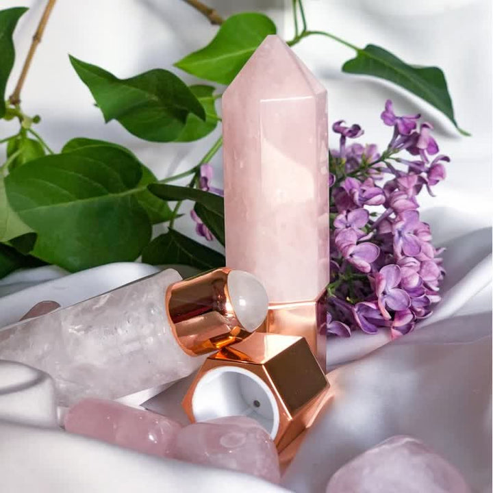 Baguettes de cristal d'huile essentielle énergétique en quartz rose olivenorma