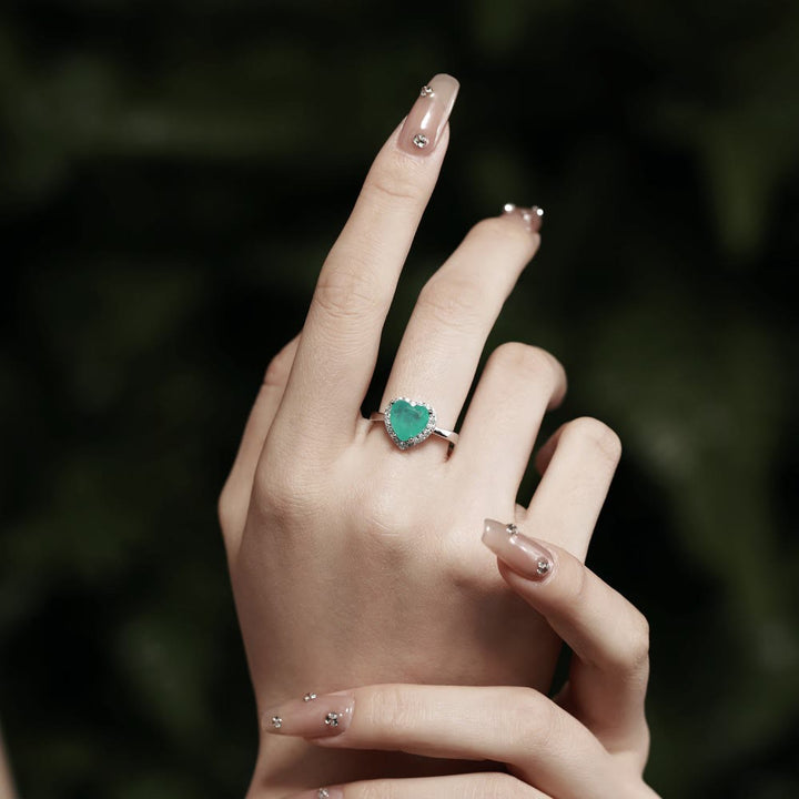 Bague exquise en tourmaline Paraiba en forme de cœur Olivenorma