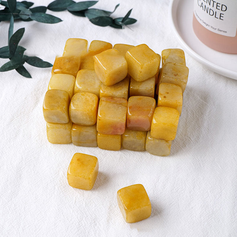 Cube de cristal d'agate jaune Olivenorma en pierre naturelle