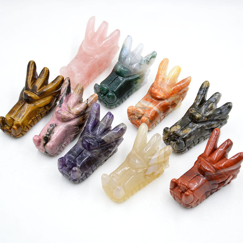 Décoration en pierres précieuses en forme de tête de dragon en cristal Olivenorma