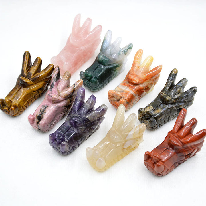 Décoration en pierres précieuses en forme de tête de dragon en cristal Olivenorma