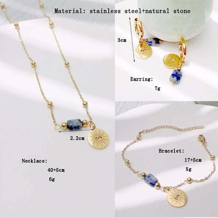 Collier et bracelet en sodalite bleue naturelle Olivenorma avec mauvais œil