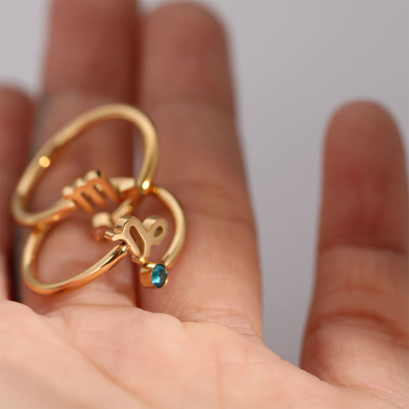 Bague avec pierre de naissance du zodiaque Olivenorma