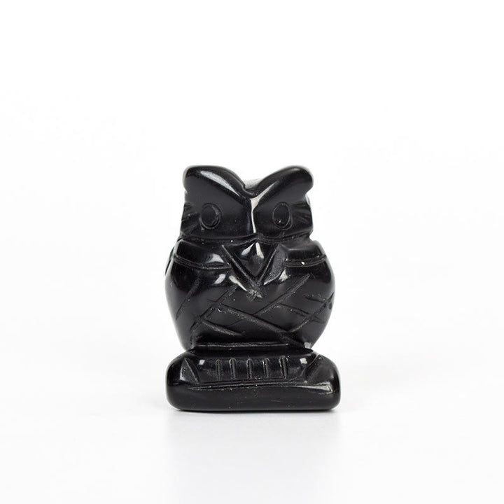 Sculpture artisanale en cristal naturel de hibou Olivenorma