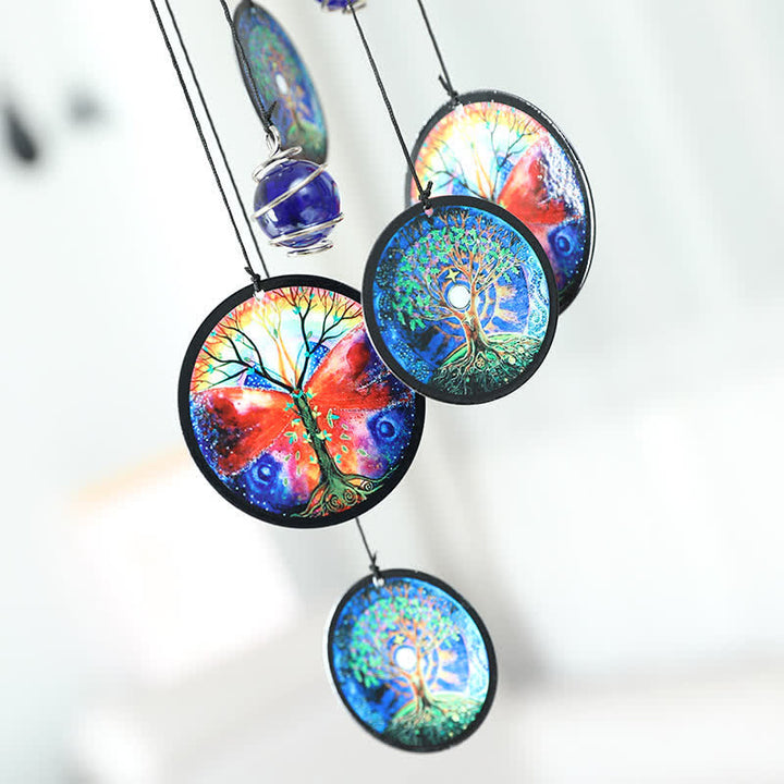 Carillon éolien arc-en-ciel avec papillons et arbre de vie Olivenorma