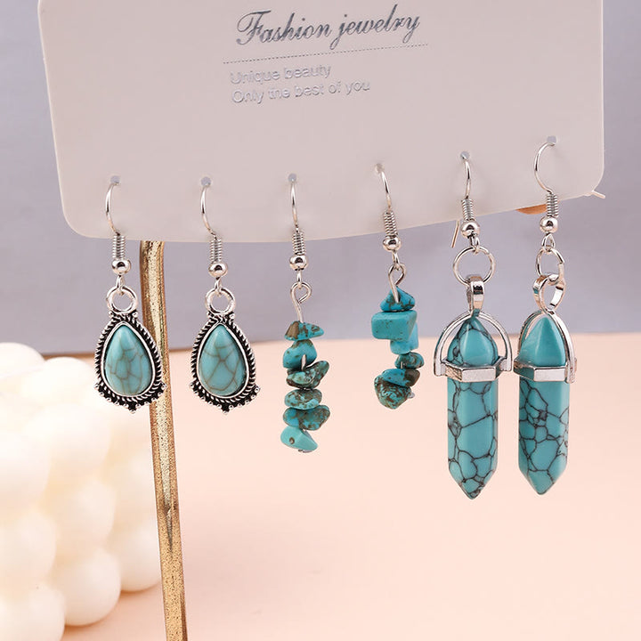 Ensemble de boucles d'oreilles et collier multicouches en turquoise Olivenorma