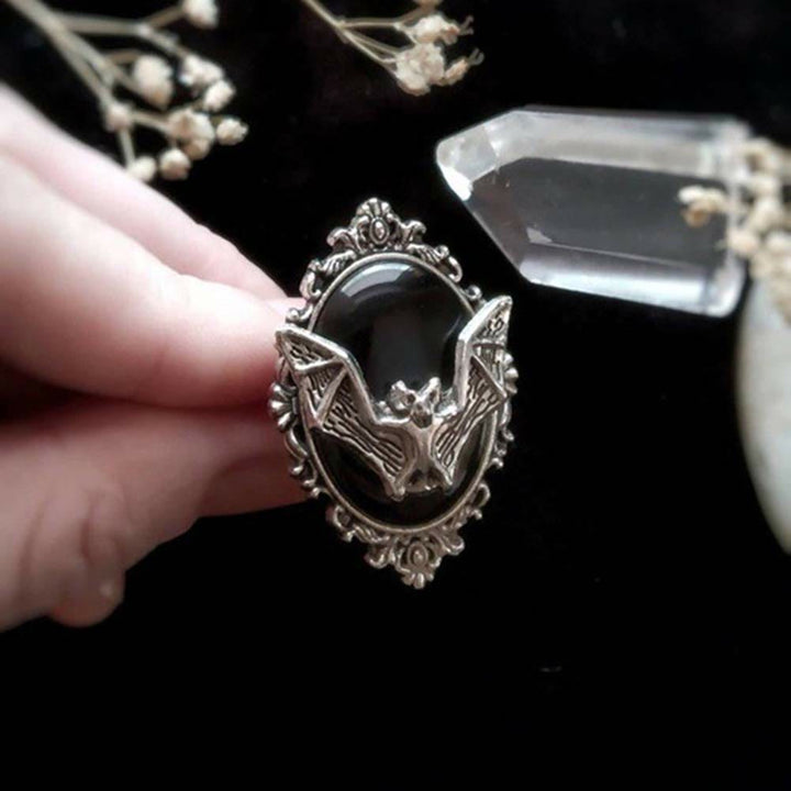 Collier chauve-souris en obsidienne argentée Olivenorma