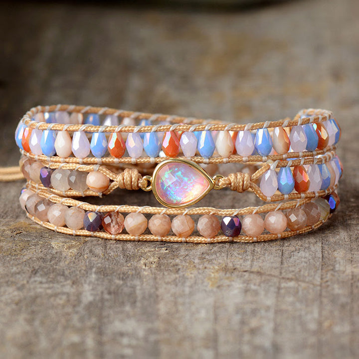 BRACELET ENROULÉ PIERRE DE SOLEIL ET OPALE