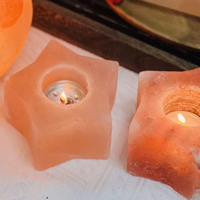 Bougeoir en forme d'étoile Olivenorma Lampe de sel rose de l'Himalaya