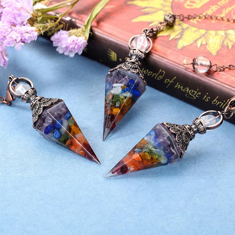 Pendule de méditation en cristal naturel pour les 7 chakras