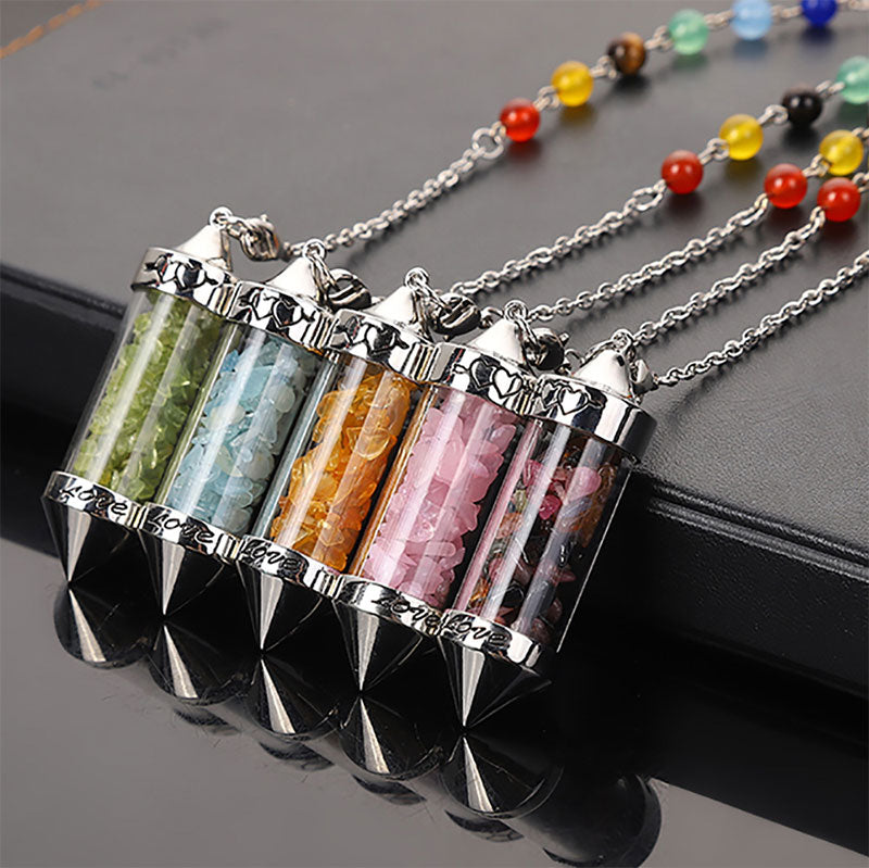 Pendule de méditation en cristal coloré pour les chakras