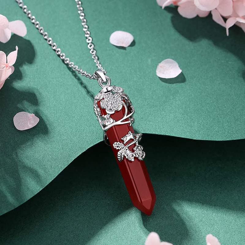 Collier à colonne hexagonale en cristal naturel Olivenorma