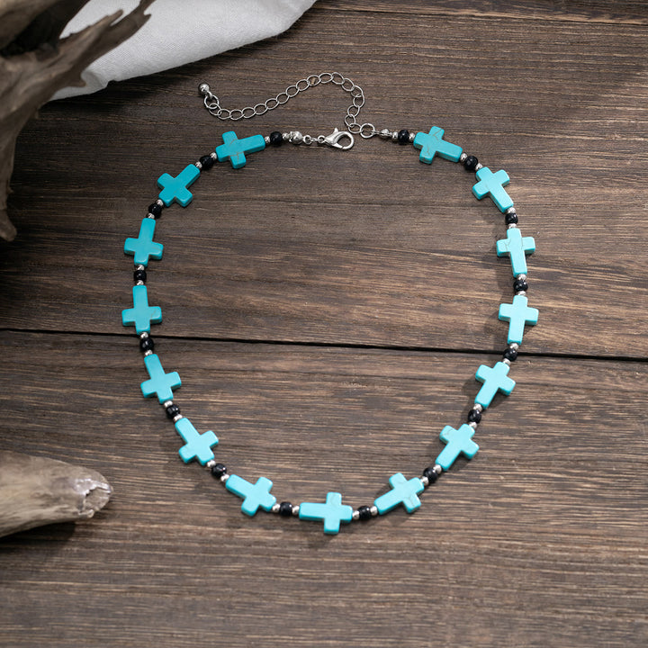 Collier à brins croisés en turquoise Olivenorma