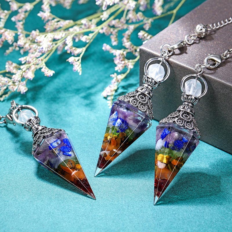 Pendule de méditation en cristal naturel pour les 7 chakras