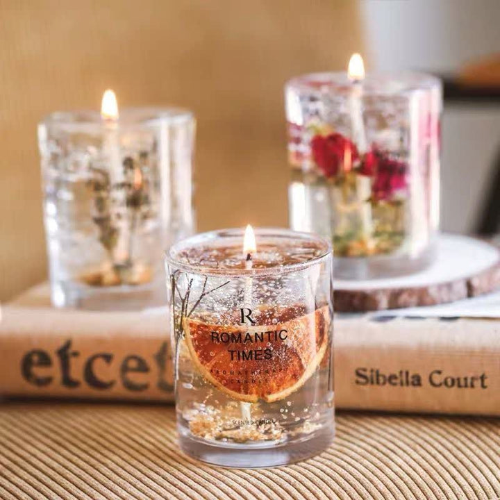 Bougie d'aromathérapie romantique aux vraies fleurs Olivenorma