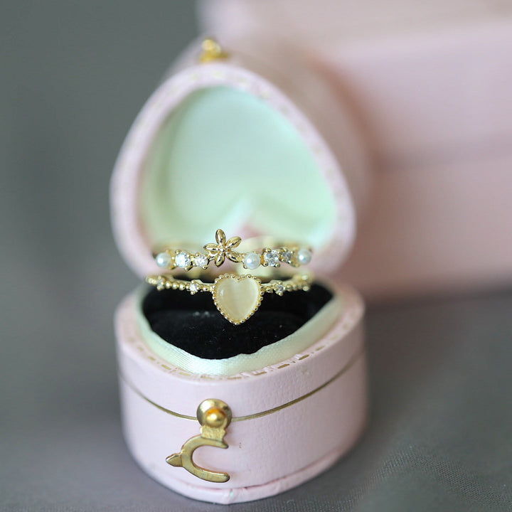 Bague ajustable en pierre œil de chat et zircon blanc Olivenorma