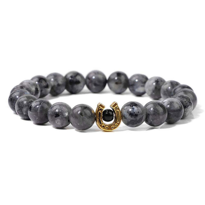 Bracelet pendentif fer à cheval en perles de pierre naturelle Olivenorma de 8 mm