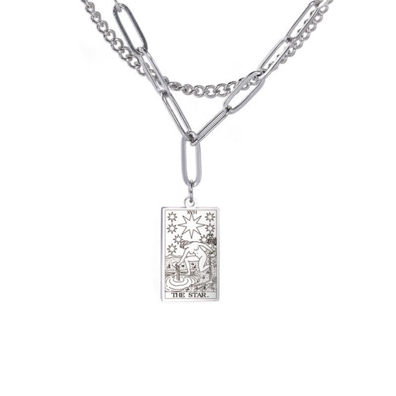 Collier à double chaîne avec carte de tarot Olivenorma