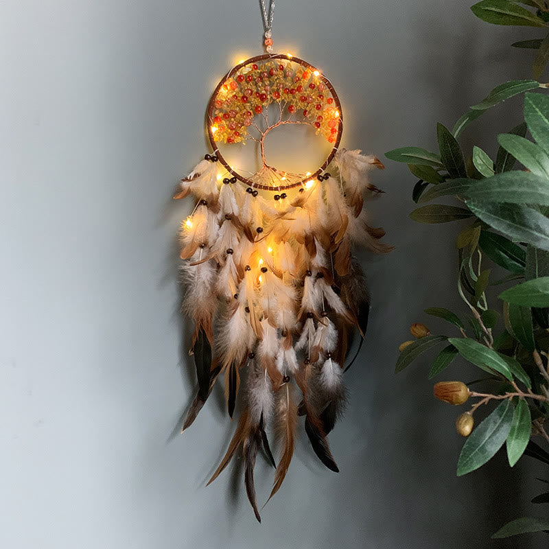 Perles acryliques Olivenorma Arbre de vie Attrape-rêves en plumes