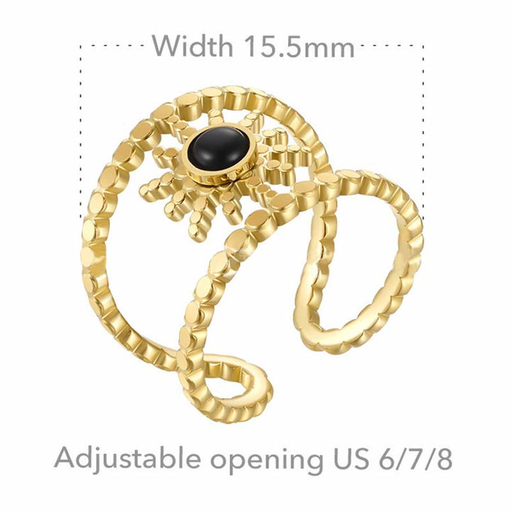 Bague Olivenorma en forme d'étoile à huit branches et à double rangée de tournesols