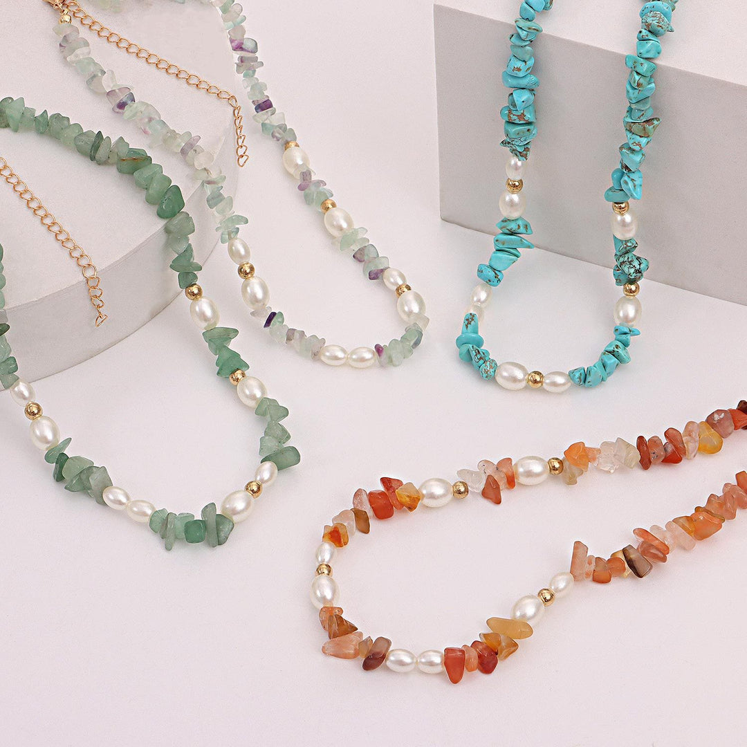 Collier en perles de Bohème naturelles irrégulières Olivenorma