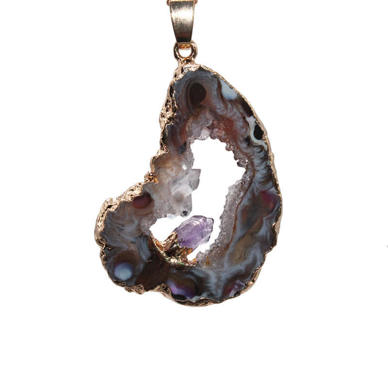 Collier en géode d'agate naturelle Olivenorma